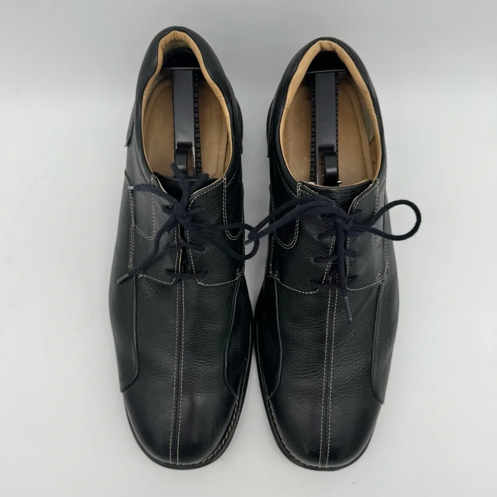 Johnston & Murphy Shuler Black Leather Bicycle Toe Derby Shoe Size 13 M